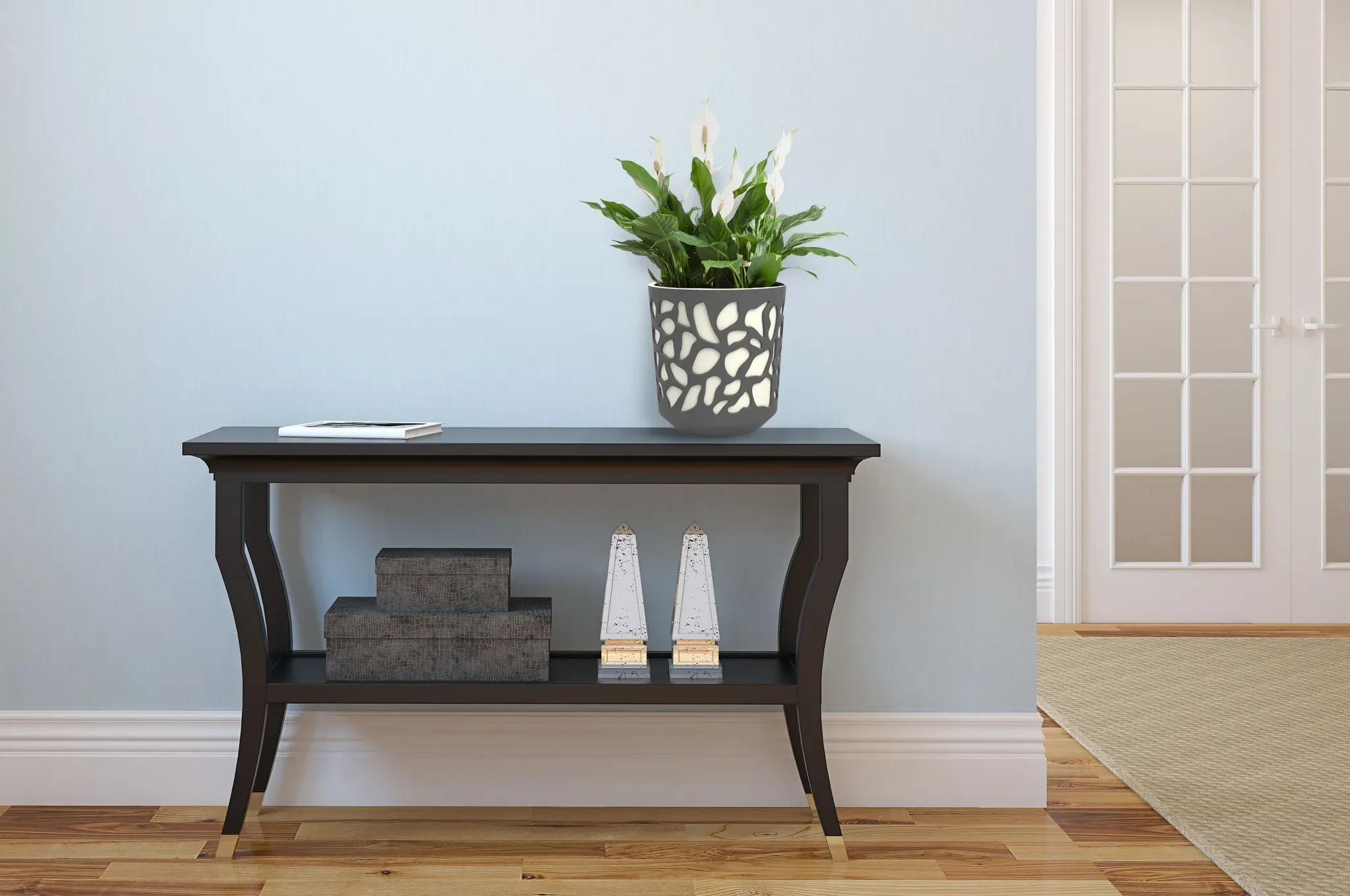 Blumentopf „DUET“ – creme, zweifarbiges Design